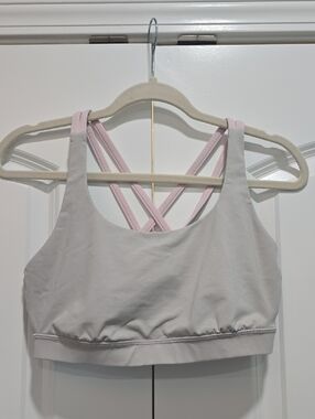 Lululemon Women's Light Gray/Pale Pink Strappy Sports Bra